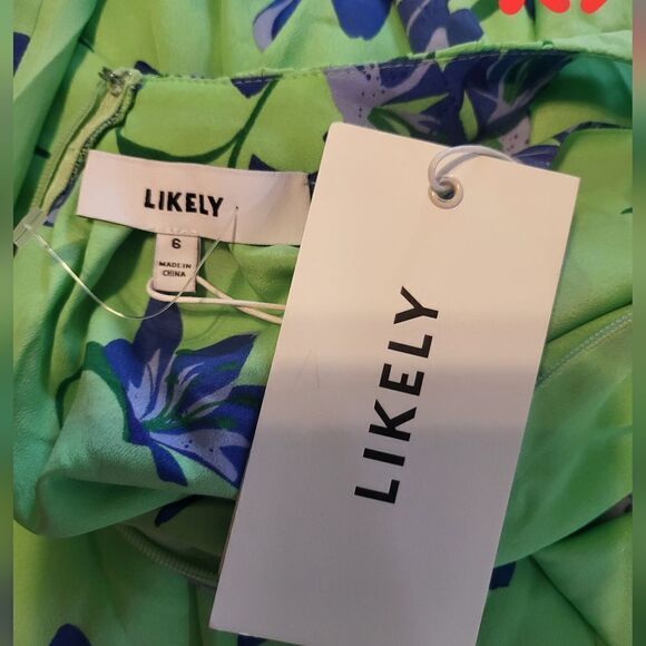Likely Karrica Maxi Dress Midriff Cutout Pistachio Green Blue Floral NWT - Picture 5 of 5